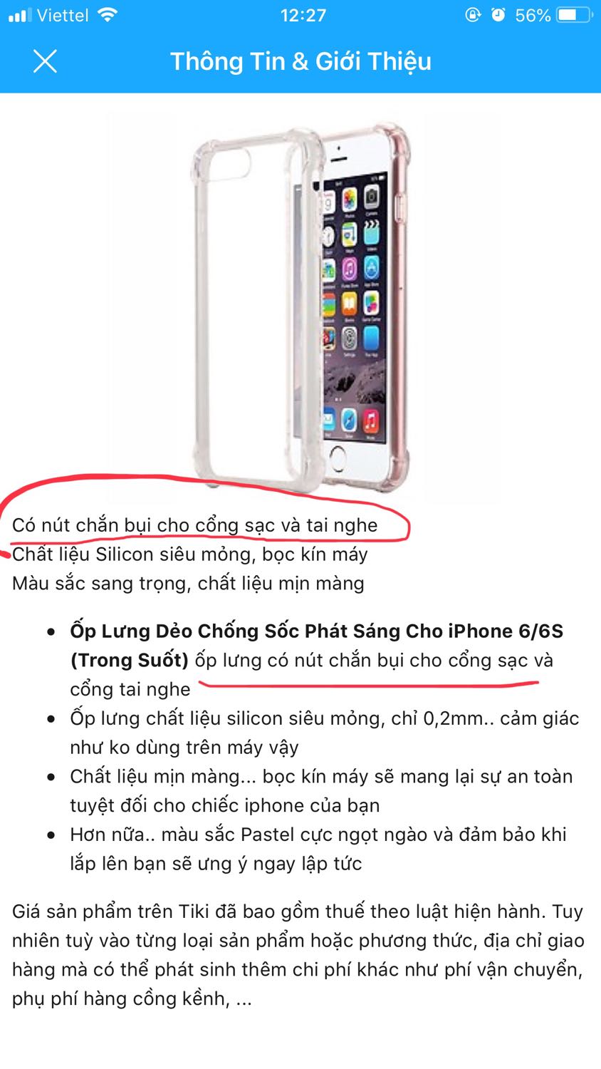 Hàng không đúng với như mô tả, k có nút chắn bụi ở cổng tai nghe và cổng sạt. Mình mua sp vs giá 30.999d (đang được giảm giá) và giá khi chưa giảm là 1***d (theo mình nghĩ mức giá 1***d này quá cao so với một sản phẩm chất lượng như vậy, hy vọng rằng Tiki k đưa ra giá quá cao so với chất lượng sản phẩm rồi lại giảm giá để thu hút người mua) Hàng không đúng với như mô tả, k có nút chắn bụi ở cổng tai nghe và cổng sạt. Mình mua sp vs giá 30.999d (đang được giảm giá) và giá khi chưa giảm là 1***d (theo mình nghĩ mức giá 1***d này quá cao so với một sản phẩm chất lượng như vậy, hy vọng rằng Tiki k đưa ra giá quá cao so với chất lượng sản phẩm rồi lại giảm giá để thu hút người mua)