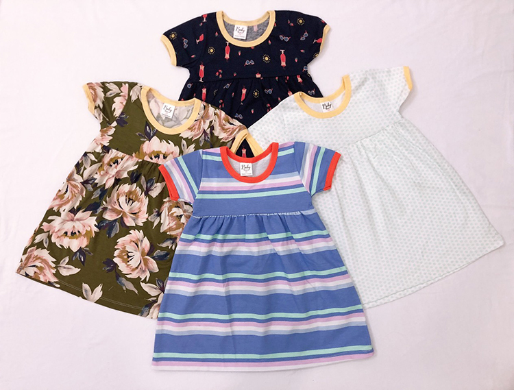 Combo 3 Đầm Thun Tay Ngắn Nhún Ngực Bé Gái Baby F0744