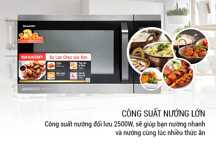 Lò Vi Sóng Điện Tử Có Nướng Đối Lưu Sharp R-C932XVN-BST (32 Lít) - Hàng Chính Hãng