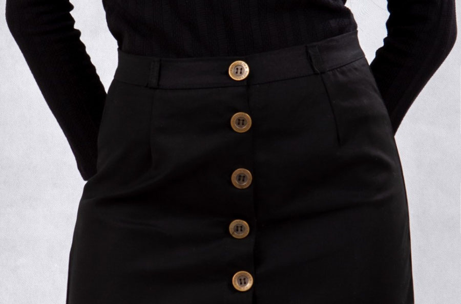 Chân Váy Midi Nữ Kass Kaki Cài Nút