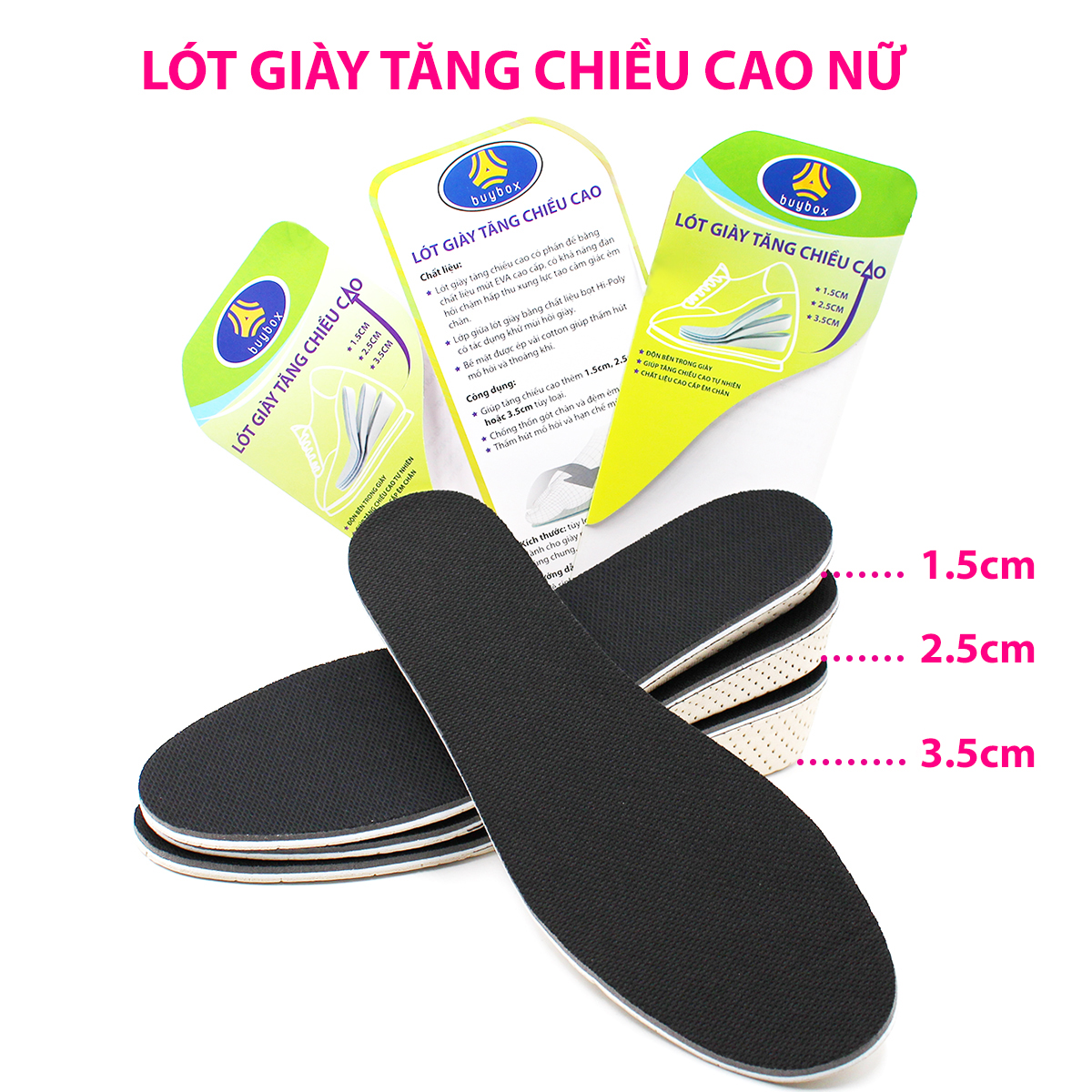 Lót giày tăng chiều cao 3.5cm buybox