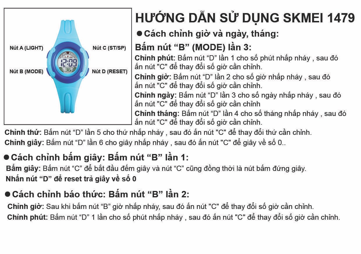 Đồng Hồ Bé Skmei SK1479 - Xanh (225mm)