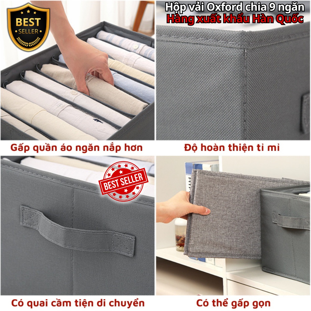 Hộp vải đựng đồ chia ngăn NB4 - Hộp đựng quần áo chia ngăn gấp gọn chính hãng D Danido