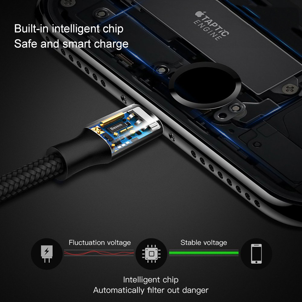 Dây sạc cho smartphone - tương thích hầu hết các loại điện thoại iPhone/Samsung/Xiaomi/Oppo  hỗ trợ sạc nhanh 3.0A, 120 cm - Baseus 3 in 1 Rapid Series LV.145- Hàng Chính Hãng