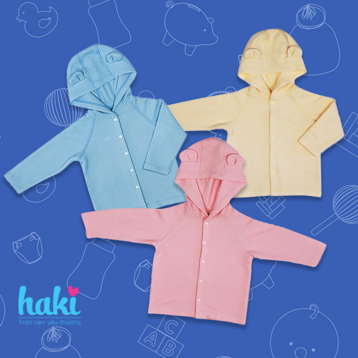 Áo khoác chần bông cho bé mũ tai gấu siêu dễ thương  (4-15kg) , hàng chính hãng HAKI BB014
