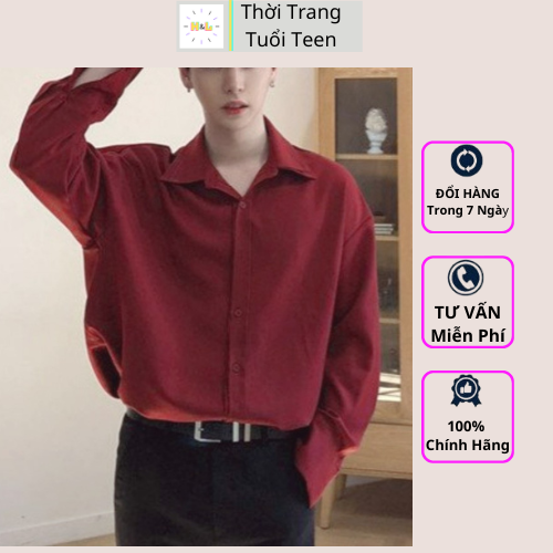 Áo sơ mi rộng tay dài nam nữ unisex phong cách trẻ trung hàn quốc vải lụa mềm mịn mát ít nhăn -MRD01