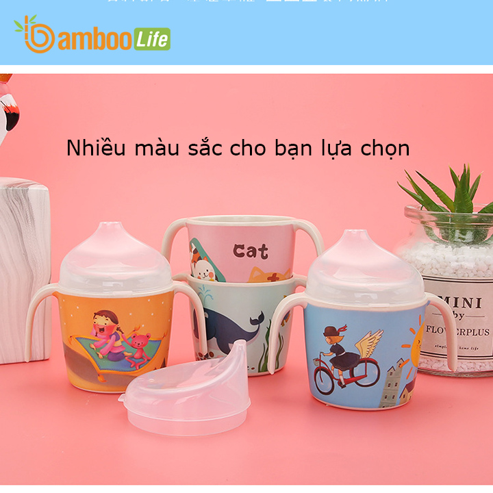 Bình tập uống nước cho bé từ sợi tre thiên nhiên Bamboo Life BL092 hàng chính hãng Cốc tập uống nước cho bé, chống sặc có 2 tay cầm 15