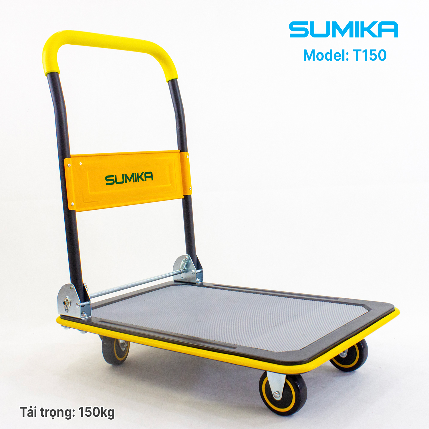 Xe đẩy hàng 4 bánh SUMIKA T150 - Khung thép, tay cầm gấp mở tiện lợi, tải trọng 150kg