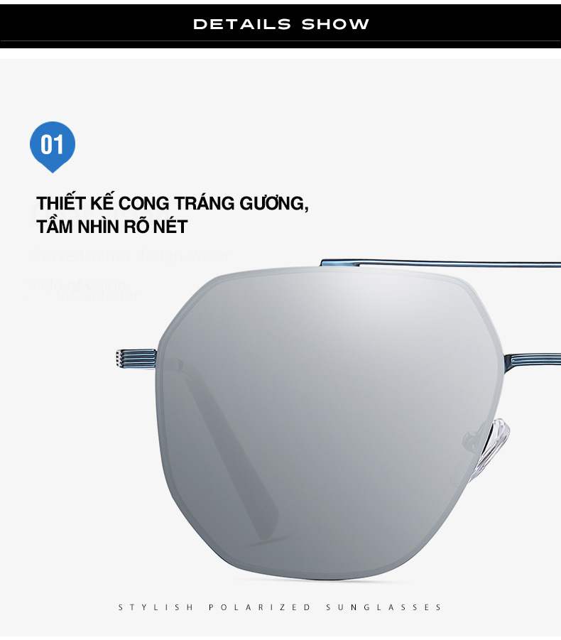Kính Râm Nam Aoron Kính Mát Nam Chống Tia UV Mắt Kính Thời Trang Phân Cực Kiểu Dáng Phi Công Cực Ngầu - AK062 - Aoron