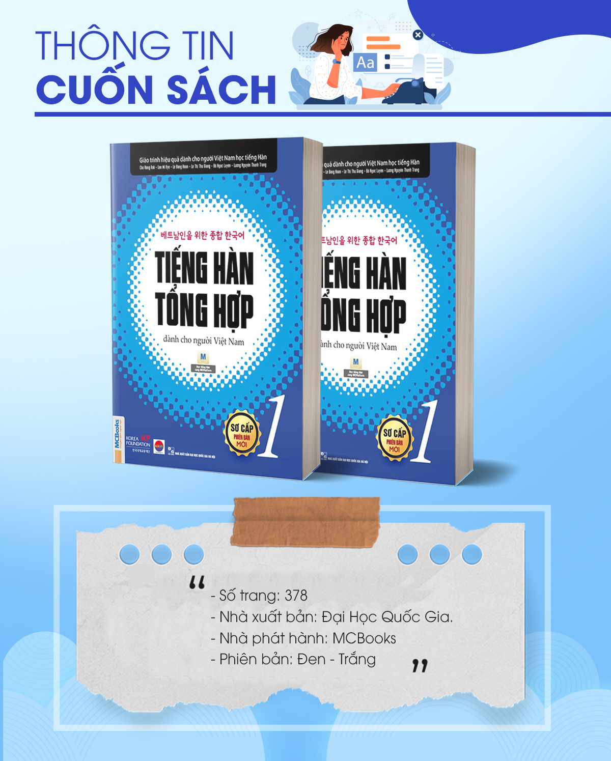 Giáo trình tiếng Hàn tổng hợp dành cho người Việt Nam – Sơ cấp 1 bản đen trắng (tặng kèm bookmark PS)