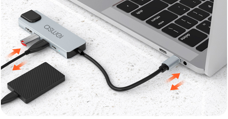 usb to usb, hub type c aswei 5in1