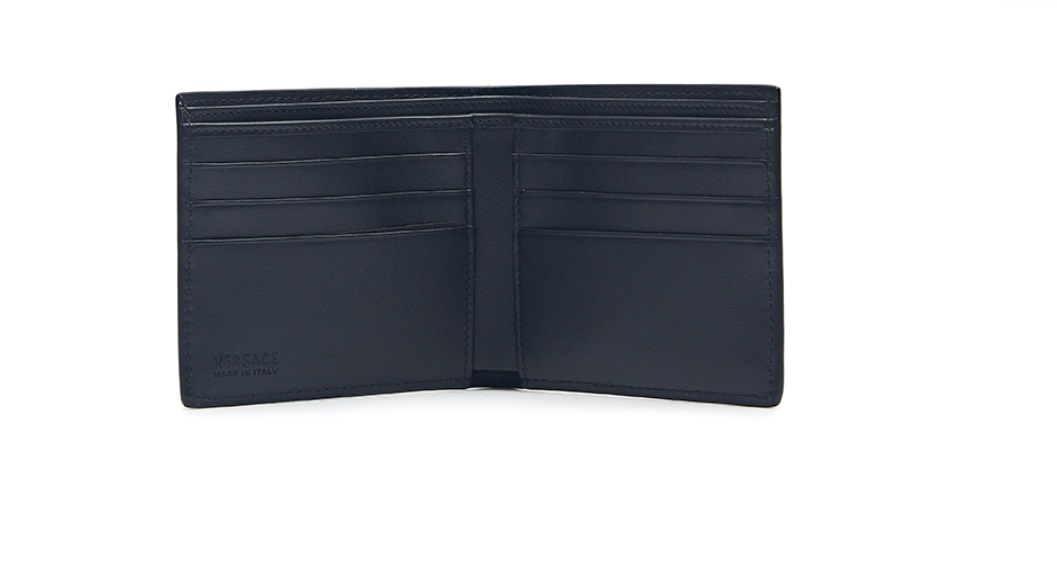 VERSACE Versace 18 autumn and winter new men's black leather gemstone decorative short wallet DPU2463 DVITSS D41EP