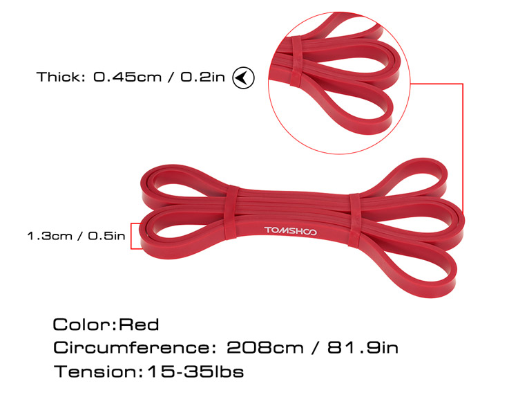 TOMSHOO 208cm Workout Loop Band Pull Up Assist Band Stretch Resistance Band Powerlifting Bodybulding Yoga Exercise