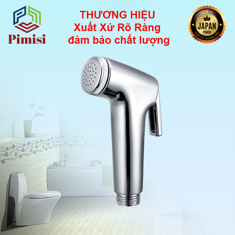 Vòi Xịt Vệ Sinh Bồn Cầu Toilet Trong Nhà Tắm Tăng Áp Pimisi Chịu Áp Lực Nước - Mạ Xi Inox Sáng Bóng Từ Tay Xịt Và Dây Mềm Cao Cấp | Hàng Chính Hãng