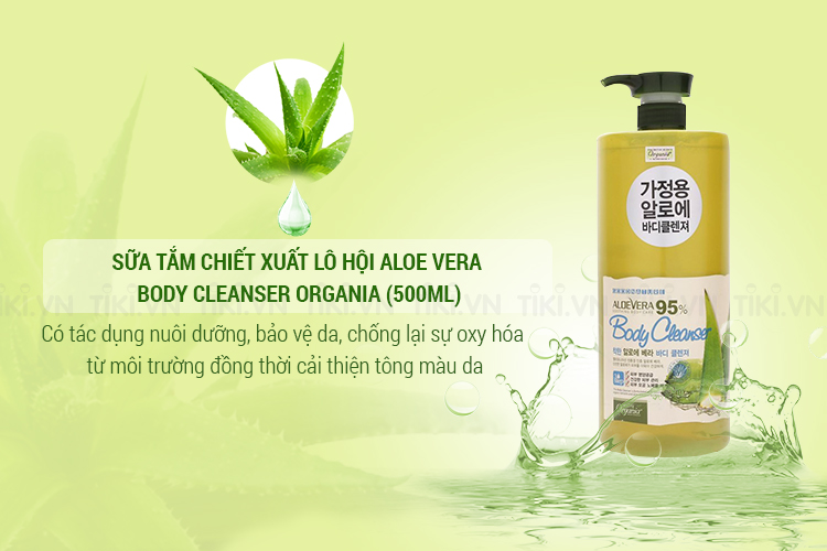 Sữa Tắm Chiết Xuất Lô Hội Aloe Vera Body Cleanser Organia (500ml)