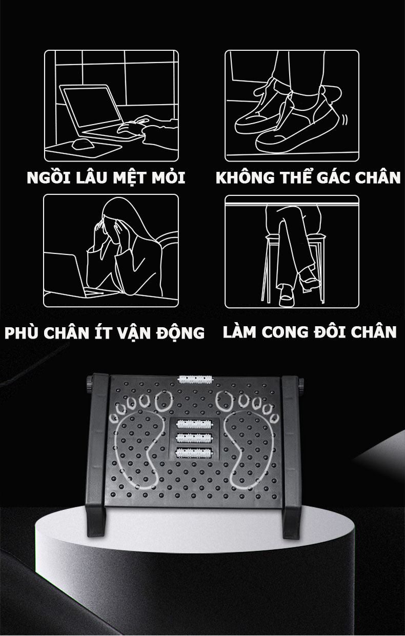 Ghế Gác Chân Công Thái Học, Ghế Kê Chân Văn Phòng Ergonomic Footrest Đầy Đủ Phiên Bản Tại OFFICE CHILL