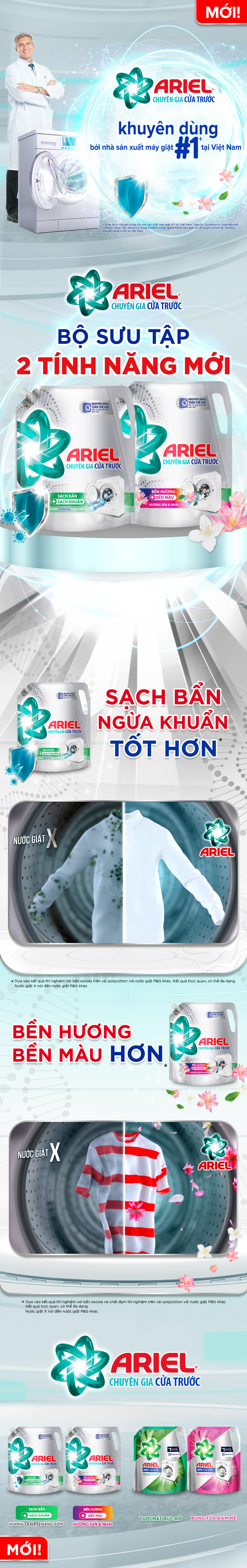 Nước Giặt Ariel Cửa Trước - Hương Sen và Nhài - 3.05kg