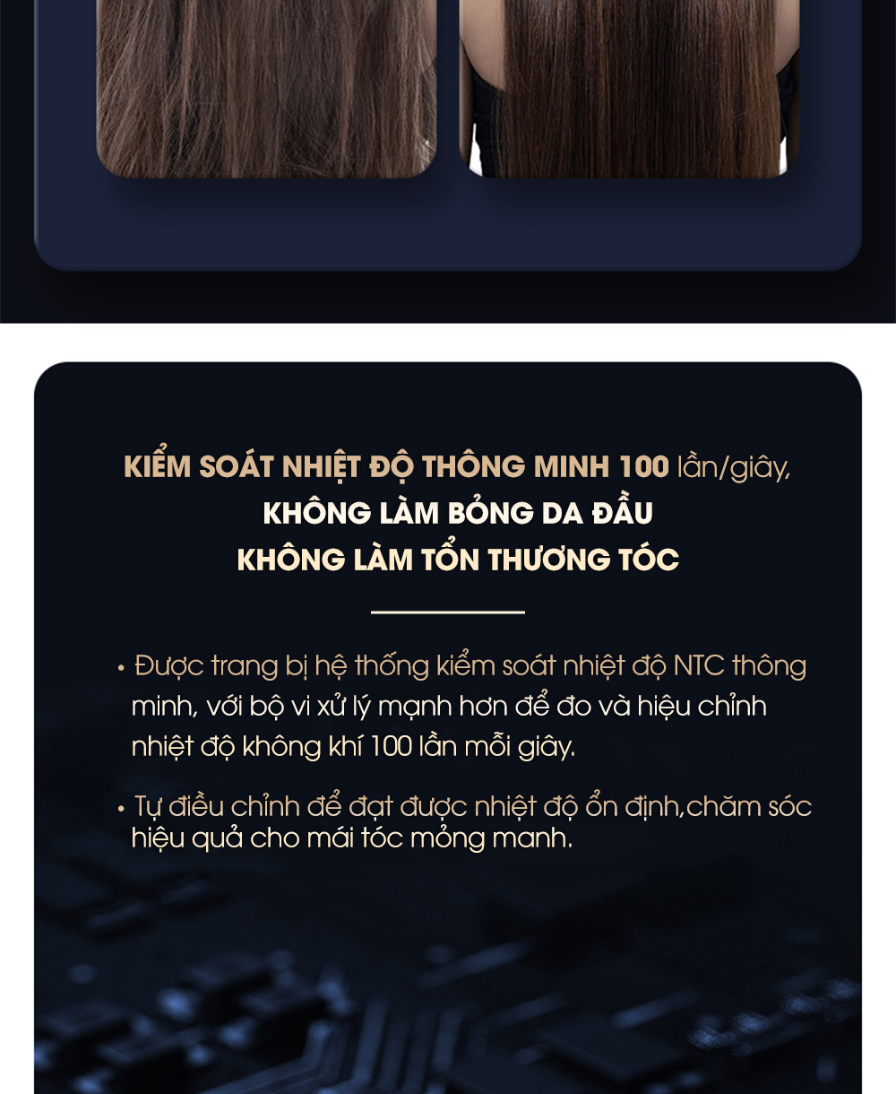 Máy sấy tóc CWELL công suất lớn 1800W-2500W C03HD, 6 chế độ tùy chỉnh nóng/lạnh, thiết kế chuẩn Salon