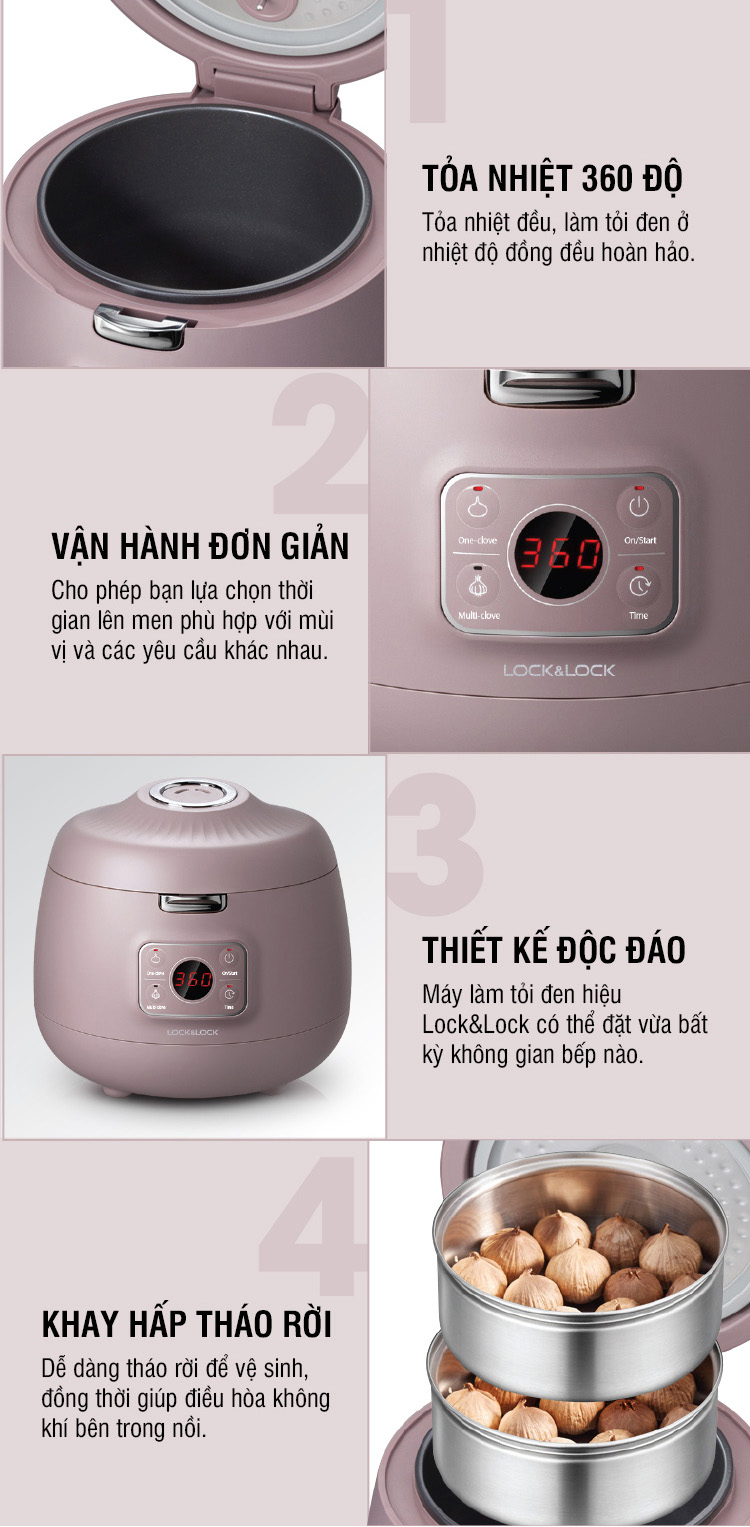 Máy Làm Tỏi Đen Lock&Lock EJR136PUP (3 Lít) - Hàng Chính Hãng