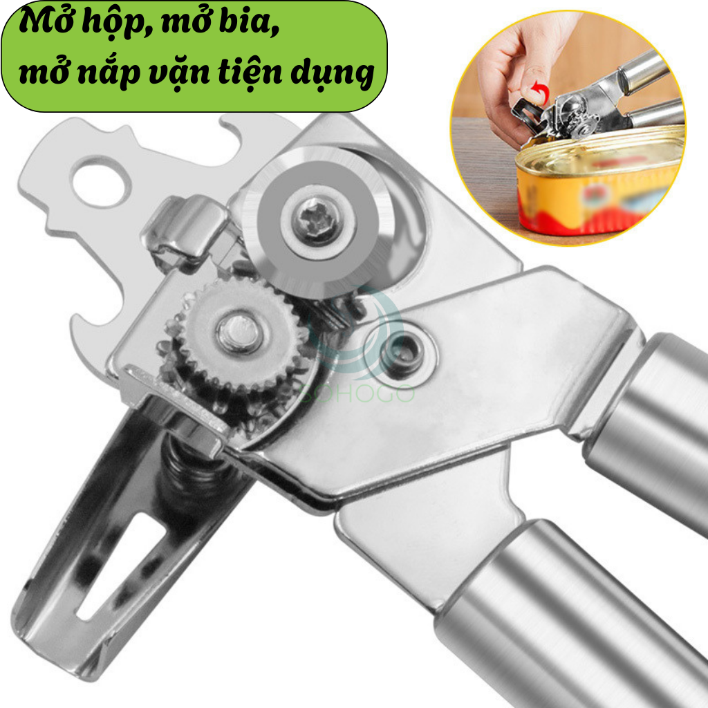 Dụng cụ khui đồ hộp thép không gỉ- Cần kẹp mở hộp đa năng tay cầm đôi