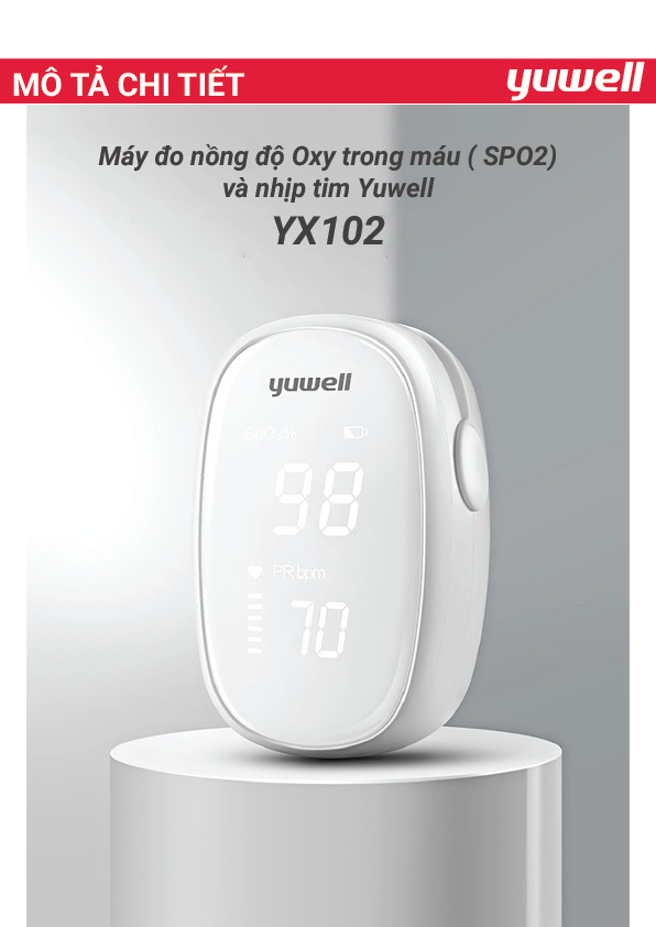 máy đo nồng độ oxy trong máu spo2 và nhịp tim yuwell yx102 2