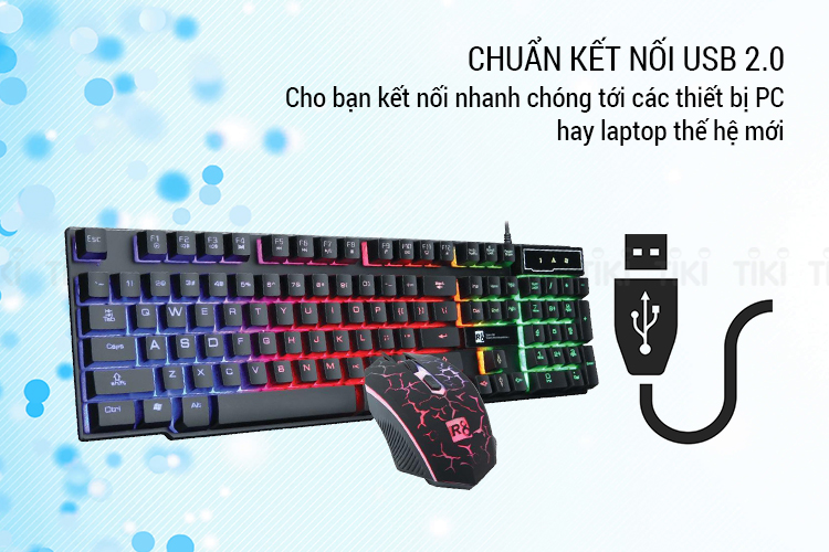 Bộ Bàn Phím Giả Cơ Và Chuột Chuyên Game R8 1910 LED 7 Màu (Đen) - Hàng Chính Hãng