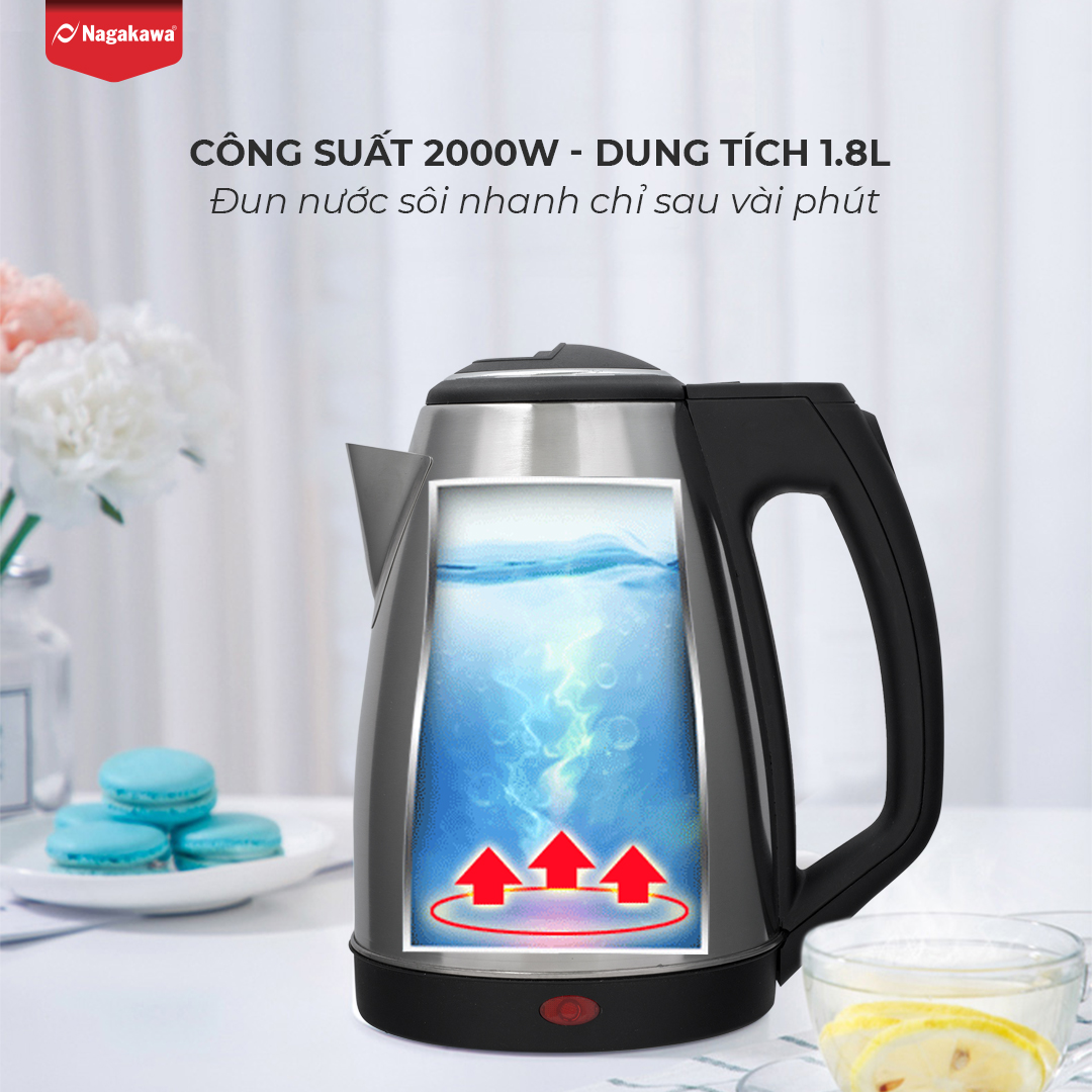 Ấm Siêu Tốc Nagakawa NAG0312 (1.8 Lít) - Hàng Chính Hãng