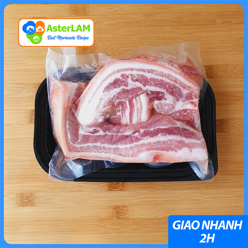 ba chỉ heo rút sườn có da asterlam 500g - cắt thanh 3cm 2