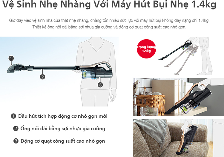 Máy Hút Bụi Không Dây Hitachi PV-XFL300 - Hàng Chính Hãng