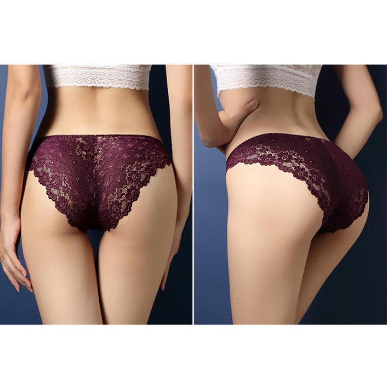 Quần lót ren eo thấp sexy - đỏ tím