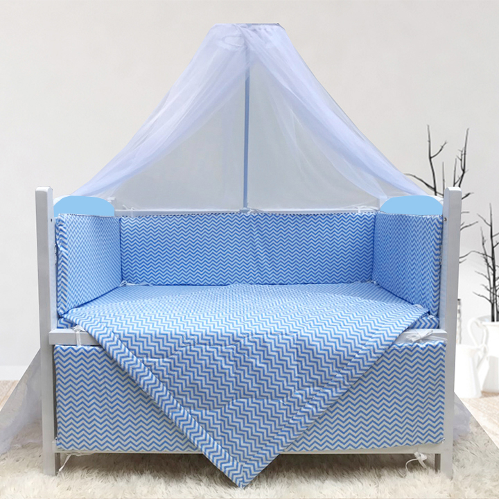 Cũi cho bé - Combo cũi sơn Xanh Trắng