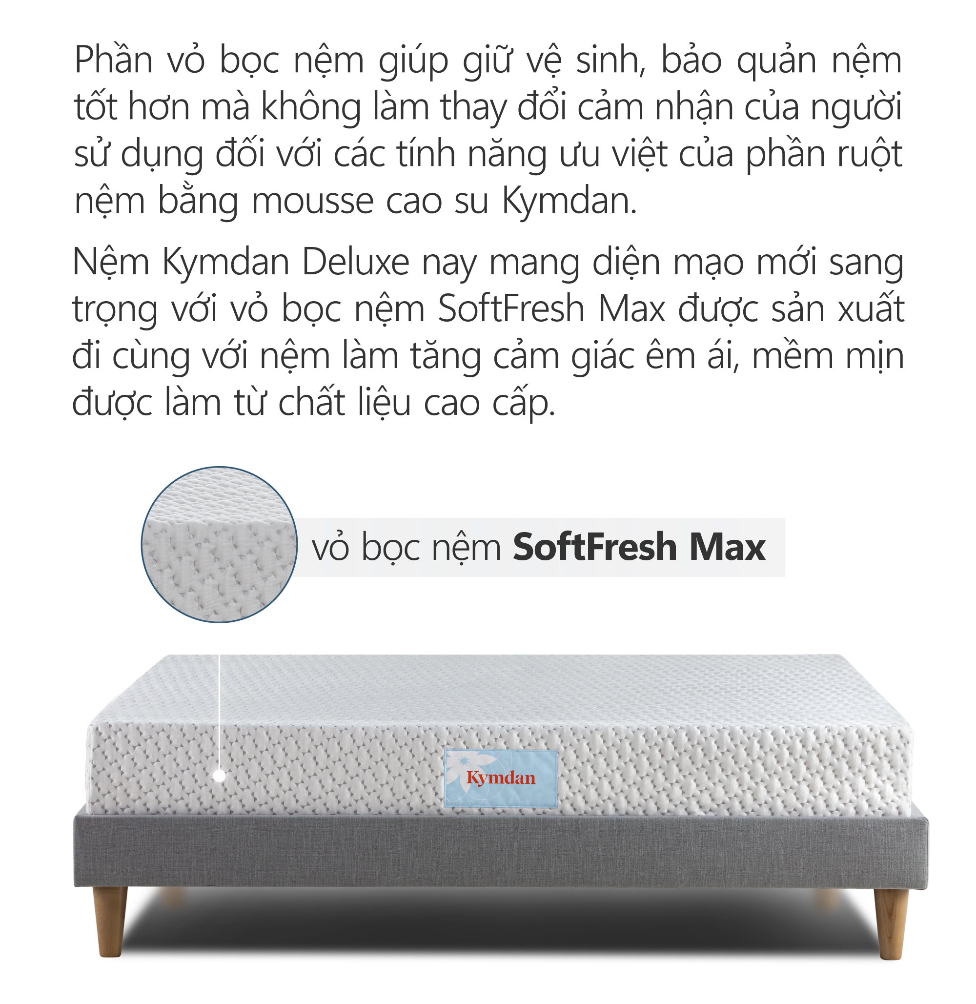 Nệm cao su thiên nhiên Kymdan Deluxe 160 x 200 x 7,5cm SFM