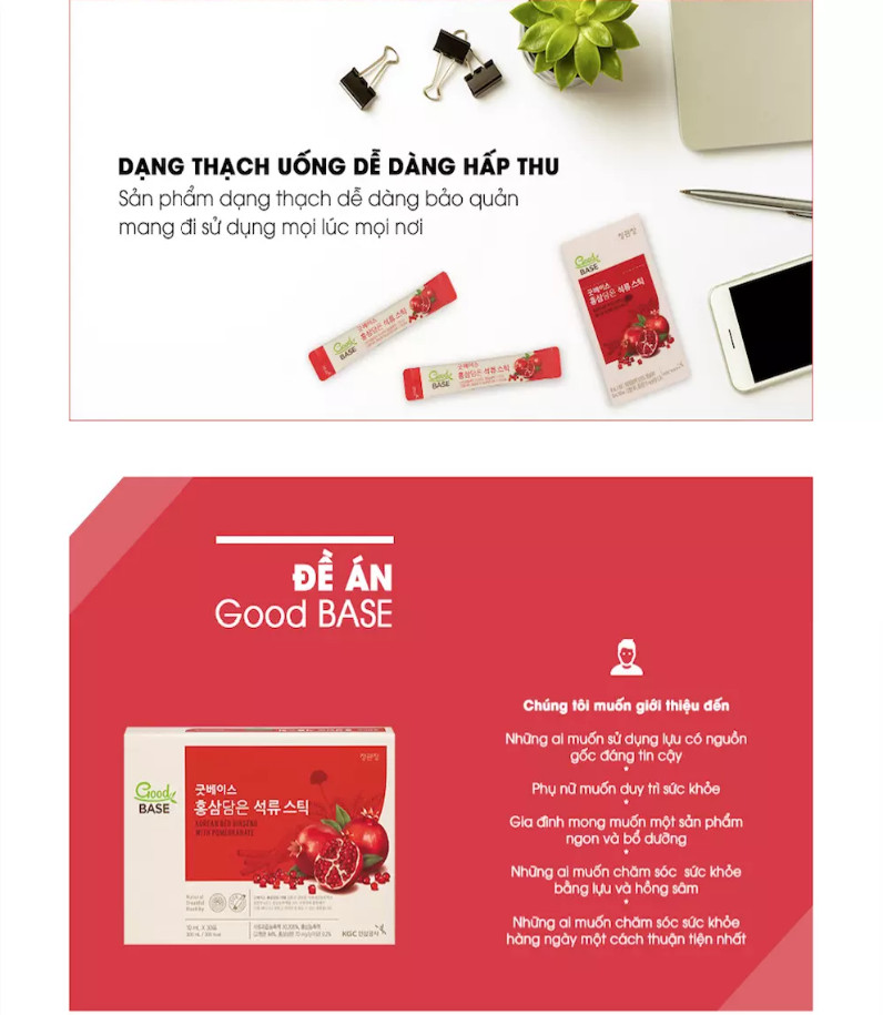 Nước Hồng Sâm Hàn Quốc Goodbase Lựu Đỏ (10ml x 10 gói)