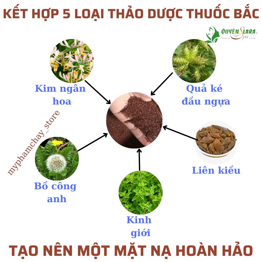 Mặt Nạ Đắp NGŨ HOA HẠT 200g Quyên Lara - Giúp Mờ Nám, Sạch Mụn, Tàn Nhang, Trắng Da, Cân Bằng Độ Ẩm Cho Da, Làm Mát Da, Chống Dị Ứng