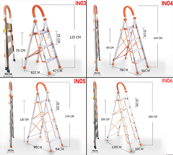 Thang ghế tay vịn gia đình xếp gọn, bậc thang to kèm tay vịn đảm bảo an toàn -Hàng chính hãng NIKITA