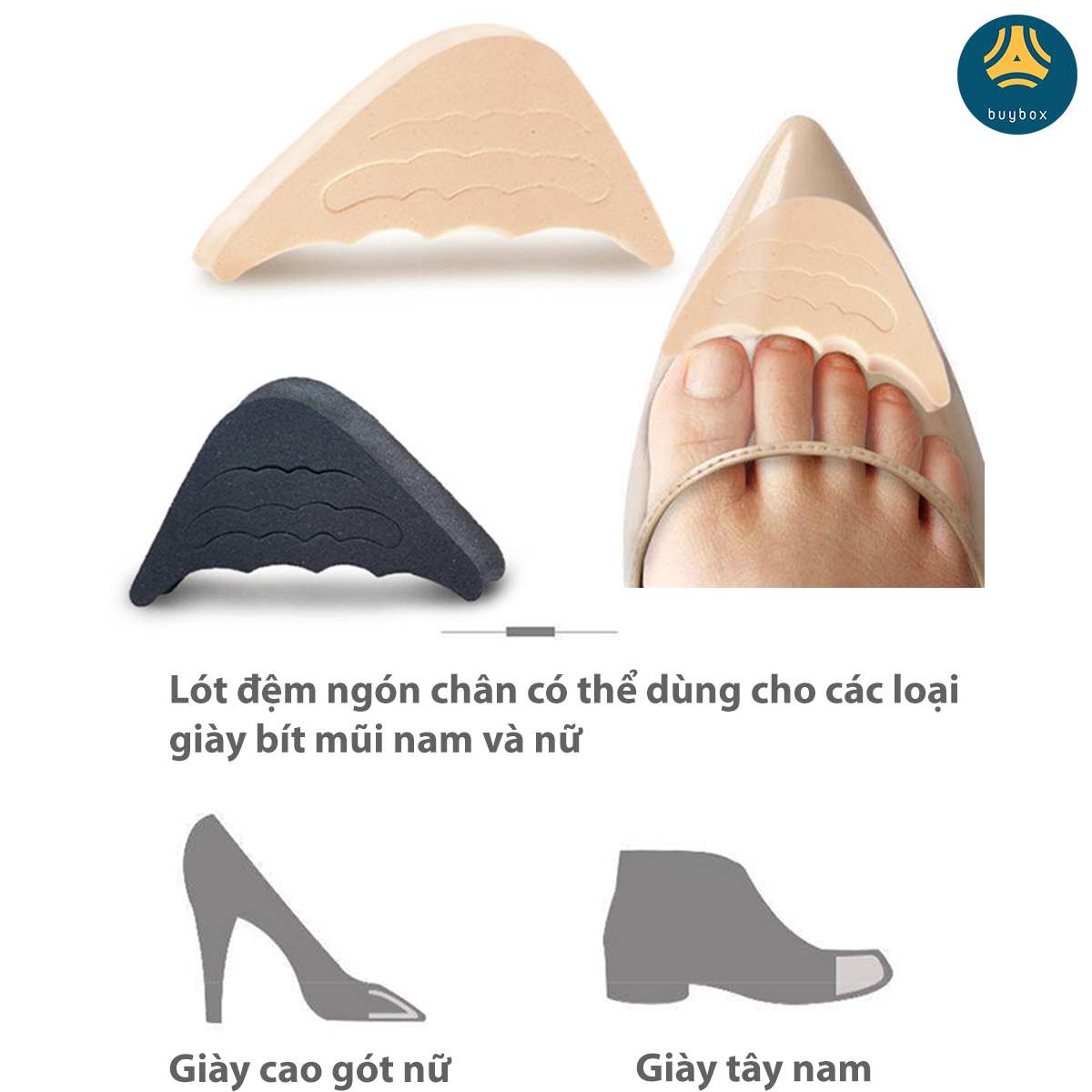 Loại lót mũi giày đệm êm ngón chân trong Combo 03 phụ kiện chuyên dùng mang giày cao gót êm chân (mũi tròn) - buybox - BBPK09-11-50