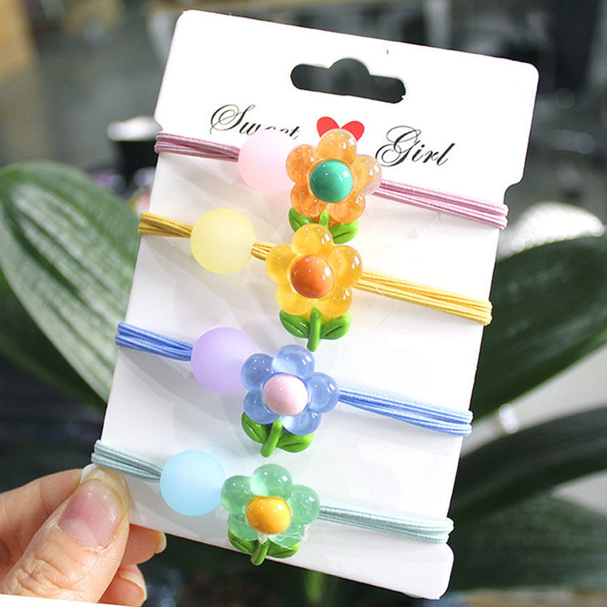 Dây buộc tóc nữ hoa nhỏ đính cườm [Set 5 dây] NASI dễ thương phong cách hàn quốc thun cột tóc nữ co giãn tốt phụ kiện tóc