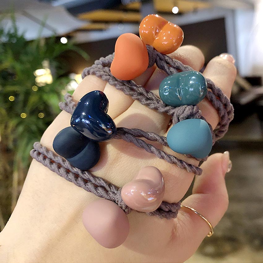 Dây buộc tóc nữ 2 trái tim [Set 10 dây] NASI dễ thương phong cách hàn quốc thun cột tóc nữ co giãn tốt phụ kiện tóc