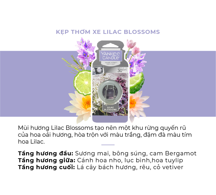 Kẹp thơm xe Yankee Candle - Lilac Blossoms