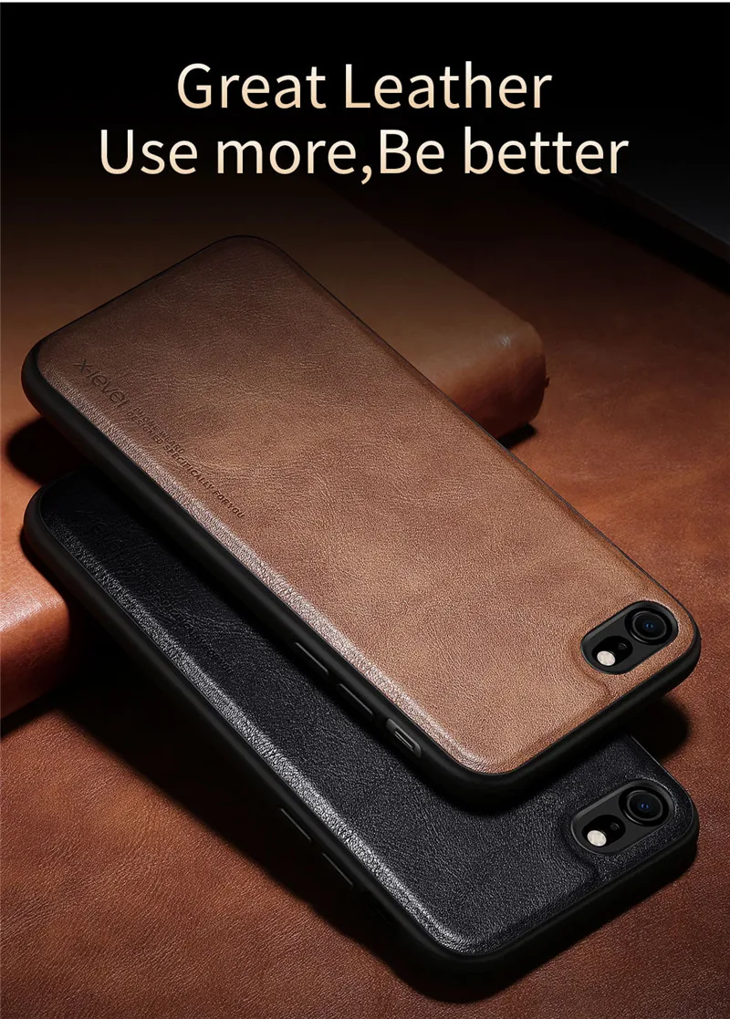 Ốp lưng da cho iPhone 6, 6s, 6 Plus, 6s Plus, iPhone 7, 7 Plus, iPhone 8 , 8 Plus hãng X-level cao cấp viền mềm chống sốc - Hàng chính hãng