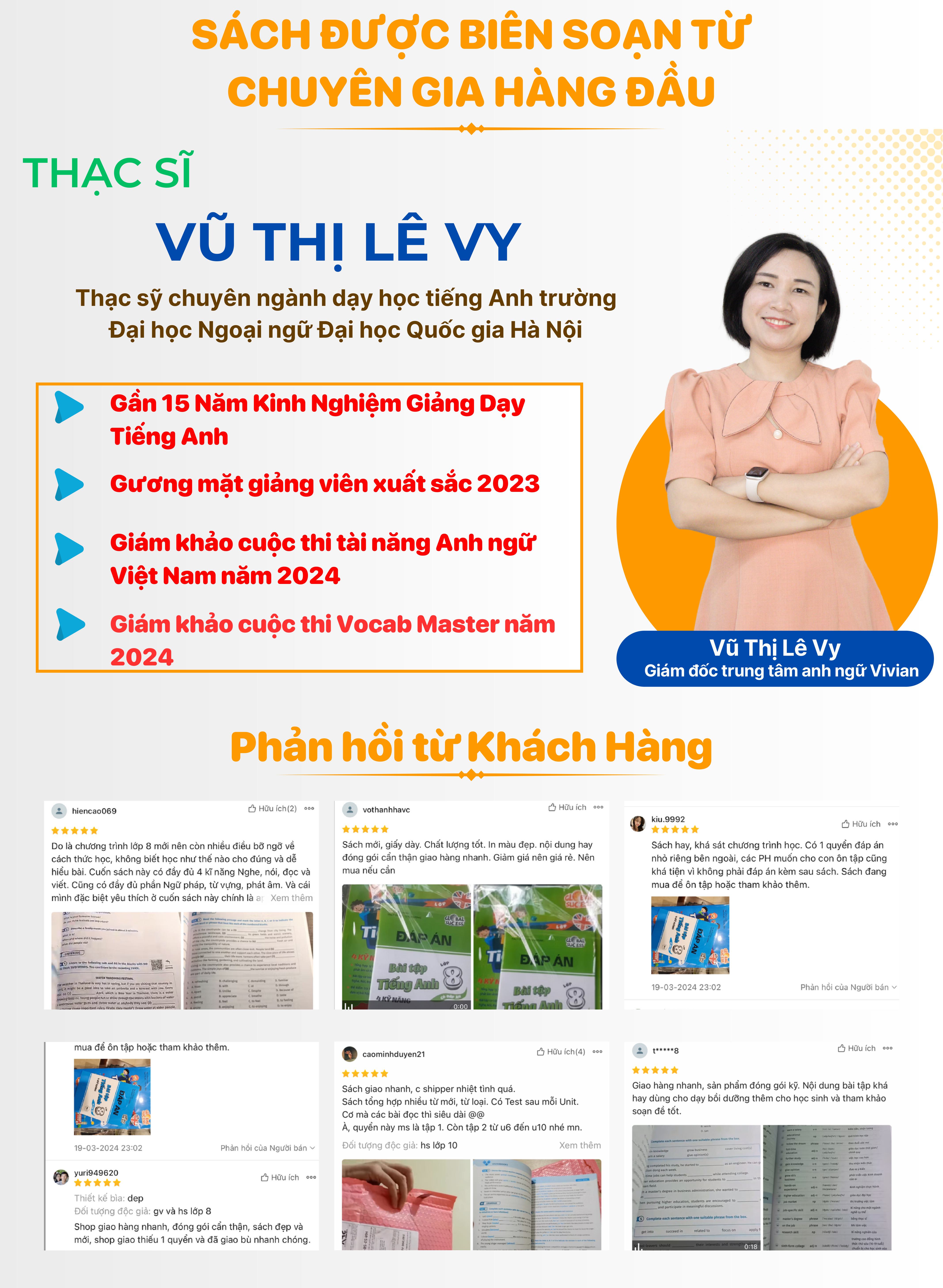 Bài tập tiếng Anh lớp 8, 4 kỹ năng Global Success 8 (Có đáp án) – Tập 1 – ThS. Lê Vy – Anh ngữ Vivian