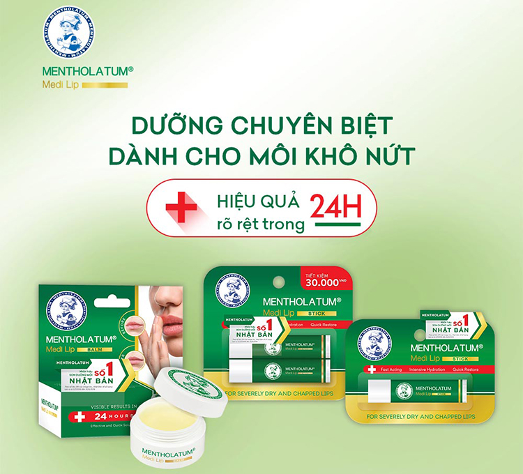 Son dưỡng môi chuyên biệt dành cho môi khô, nứt nẻ Mentholatum Medi Lip Stick (4.3g)