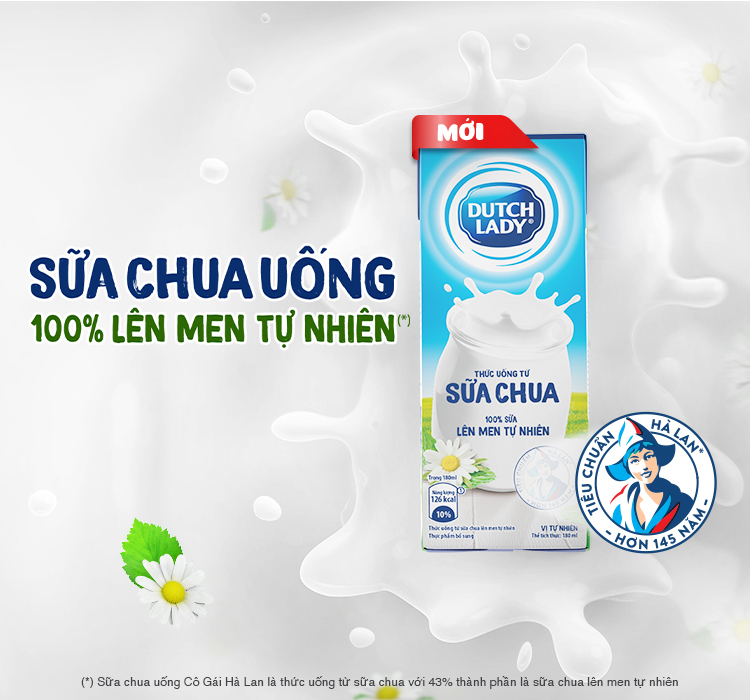 Thùng Sữa Chua Uống Lên Men Tự Nhiên Dutch Lady Vị Tự Nhiên (48 hộp x 180ml)