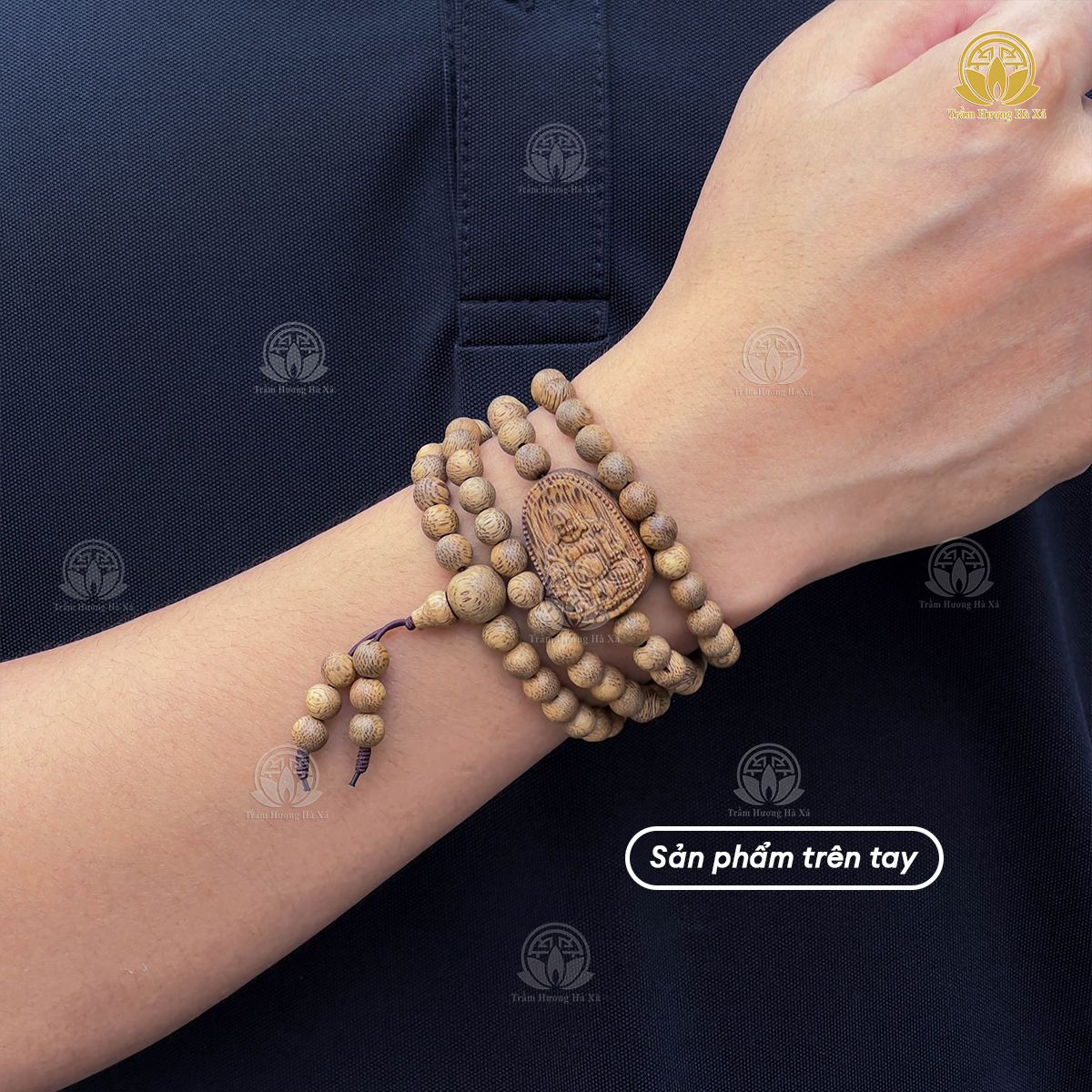 Vòng tay trầm hương chuỗi 108 hạt mix charm tốc đeo tay nam nữ Trầm Hương Hà Xá