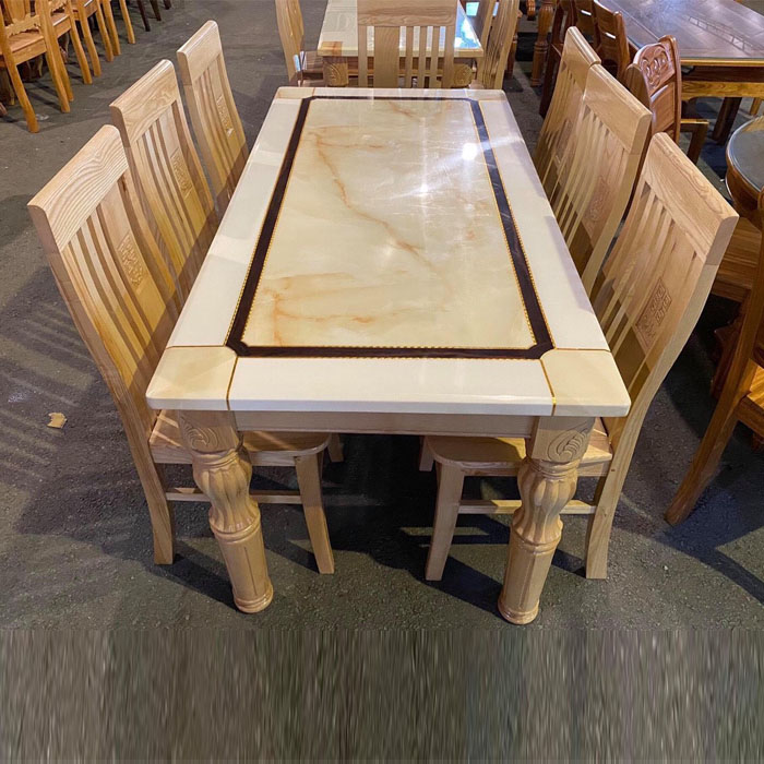 bàn ăn mặt đá gỗ sồi