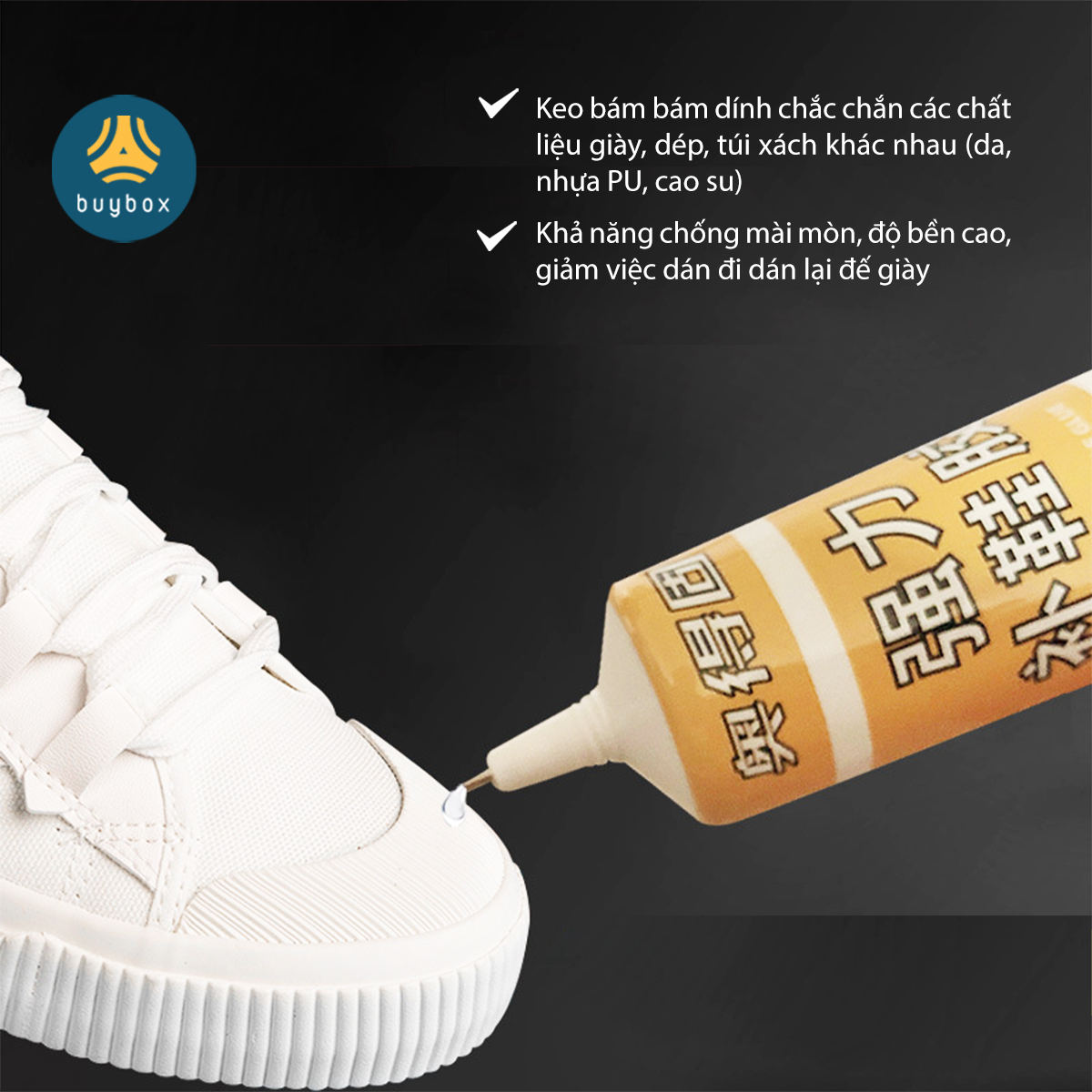 Keo dán giày bền chặt, chống thấm hiệu quả, chất keo lỏng, thiết kế dạng kim dễ dàng sử dụng, tiện lợi - BuyBox - BBPK357