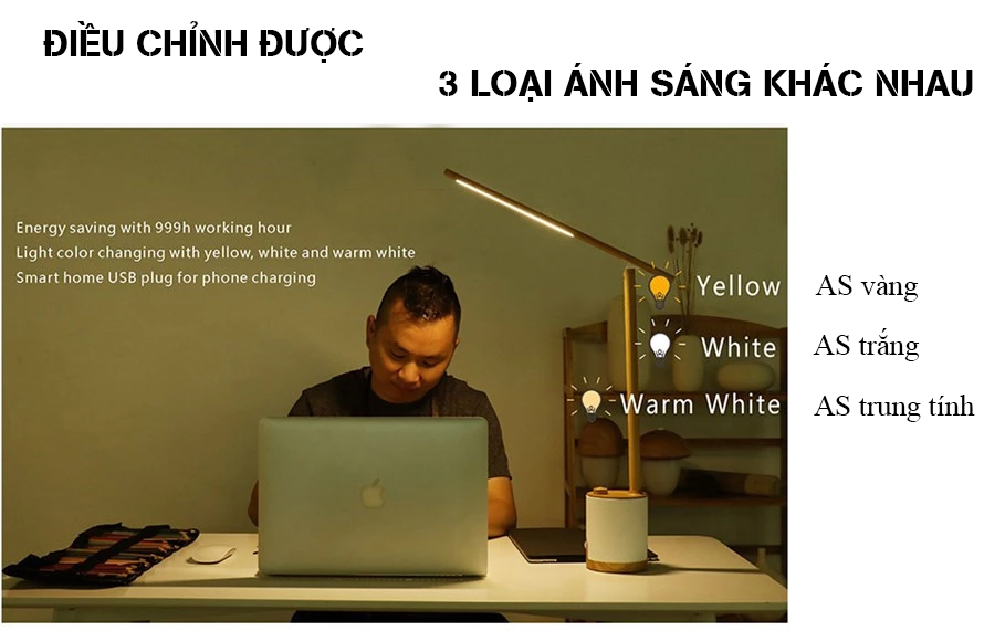 Đèn LED đọc sách, đèn làm việc, đèn học chống cận, đèn ngủ thông thông minh