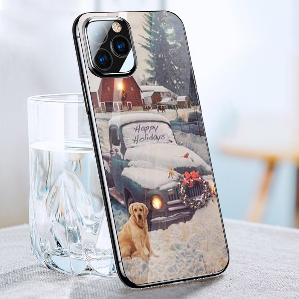Ốp kính cường lực cho điện thoại iPhone 11 Pro Max Pro Max Pro Max - giáng sinh đầm ấm MS GSDA007