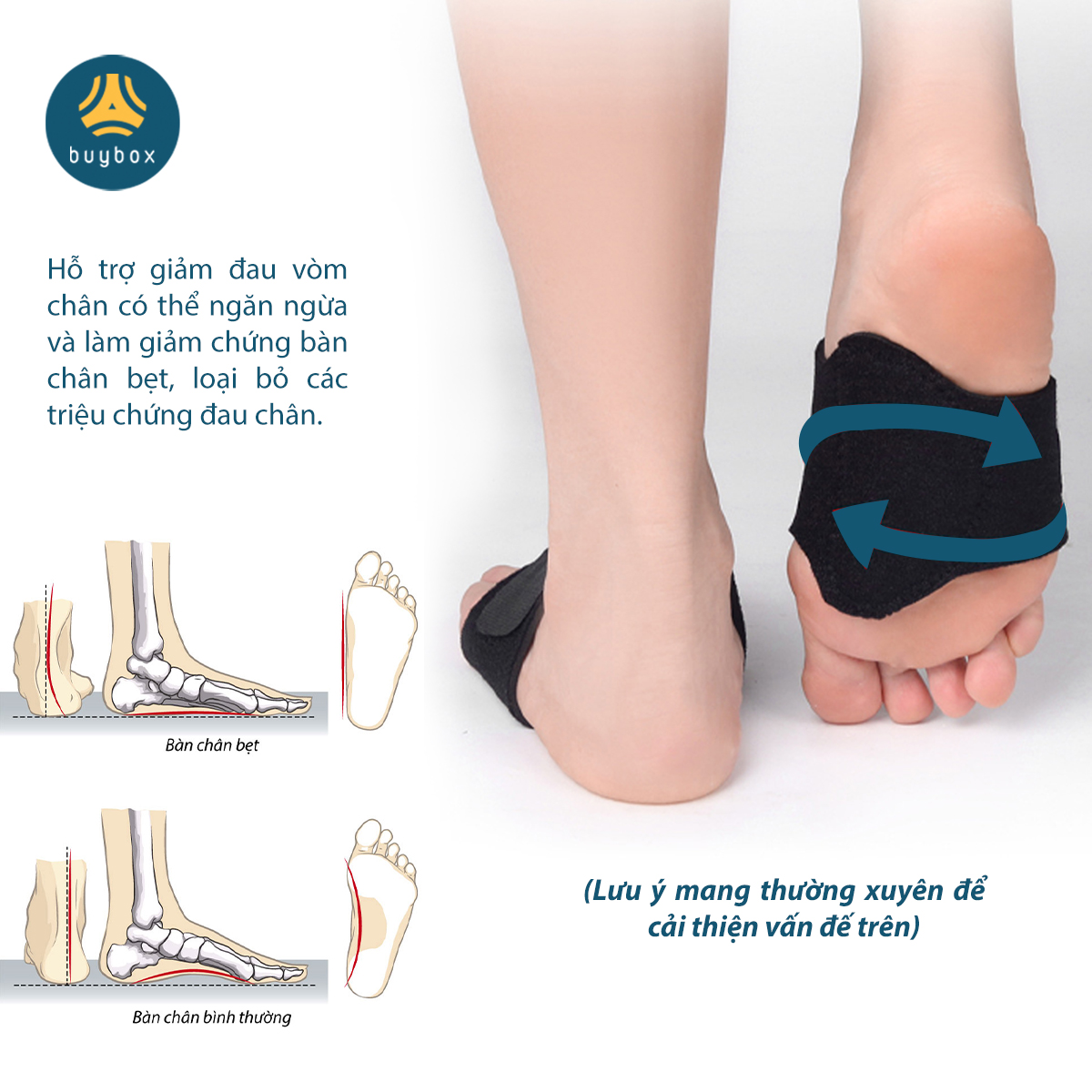 Vớ đệm lõm bàn chân giảm mỏi chân khi đi đứng quá lâu,  bảo vệ đôi chân của bạn - Buybox - BBPK289