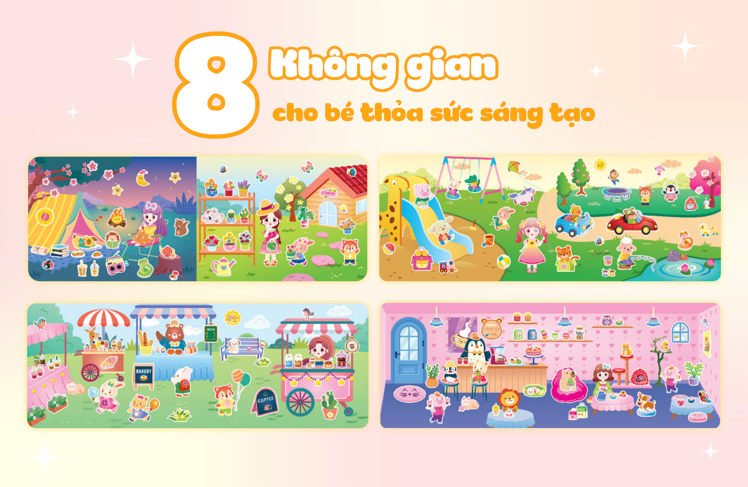 Combo 5 Cuốn Công chúa Cherry - Sách bóc dán sticker cho bé gái